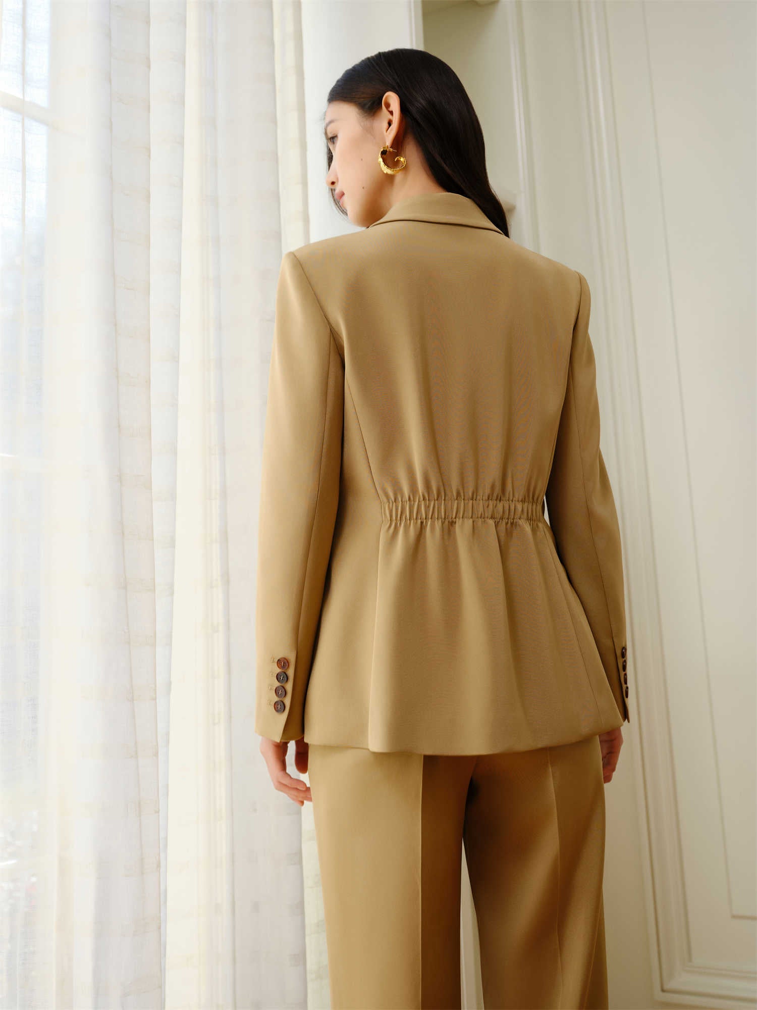 Silk Suit Jacket | Khaki
