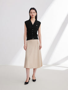 Sleeveless Button-Down Vest | Black