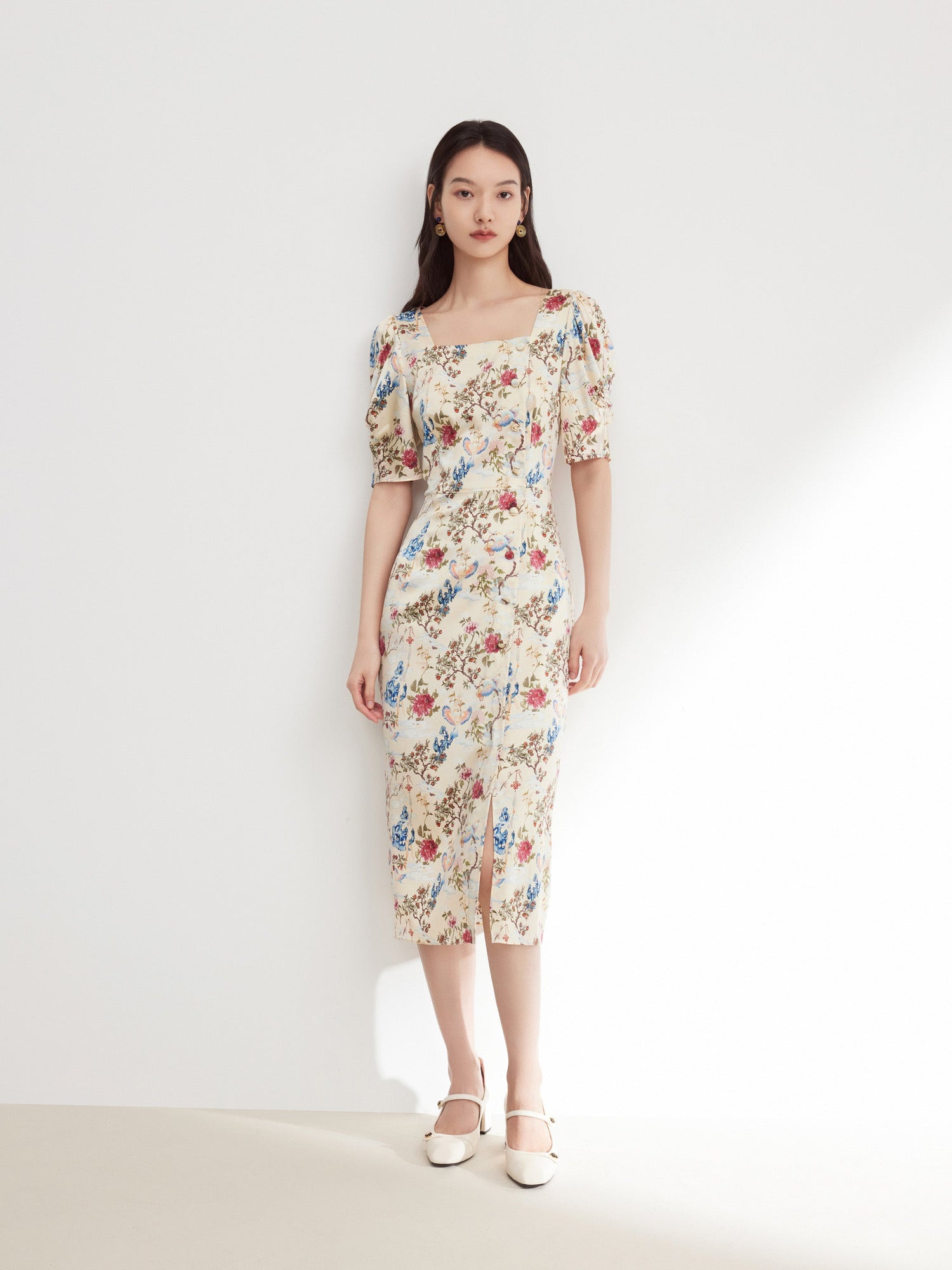 Floral Dress | Beige
