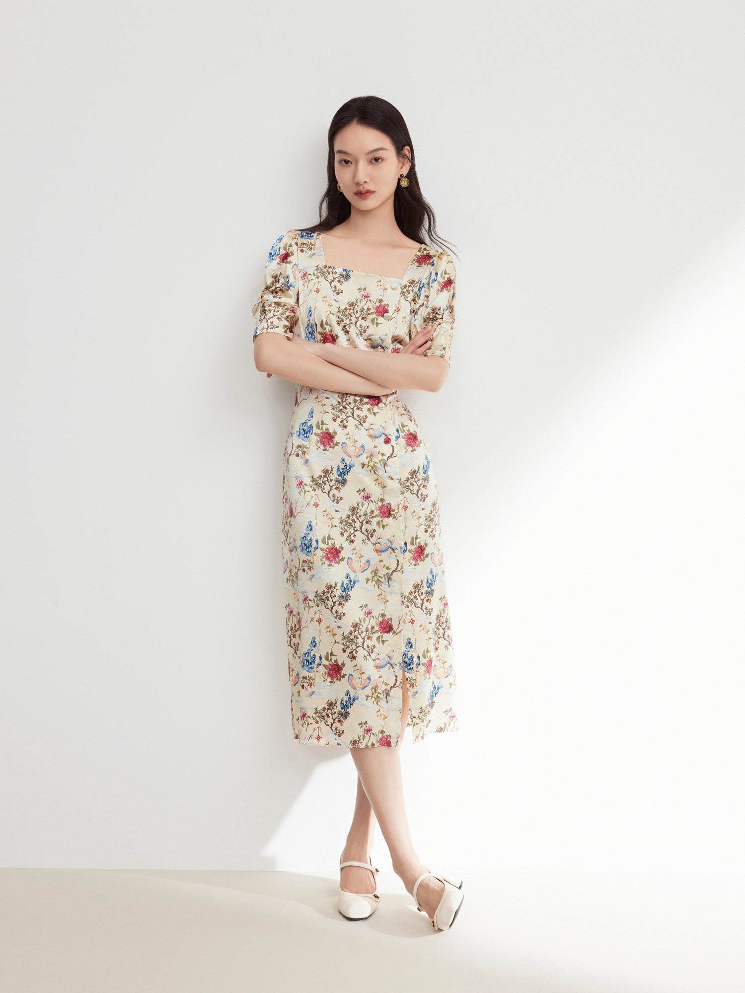 Floral Dress | Beige