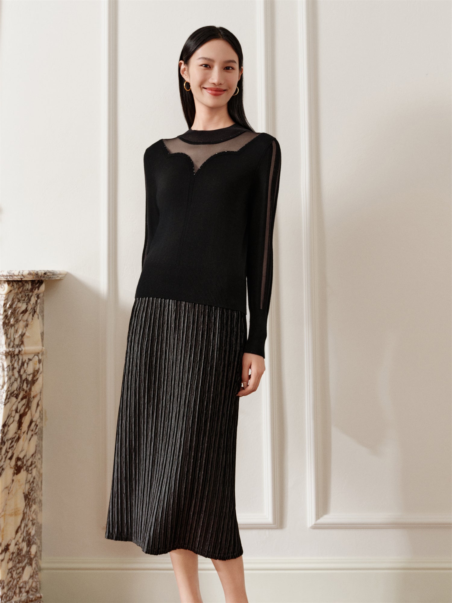 H-Shaped Pencil Skirt | Black