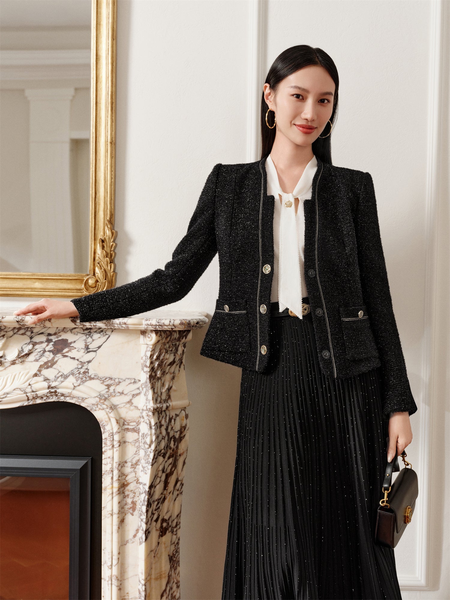 Wool New Chinese Style Coat | Black