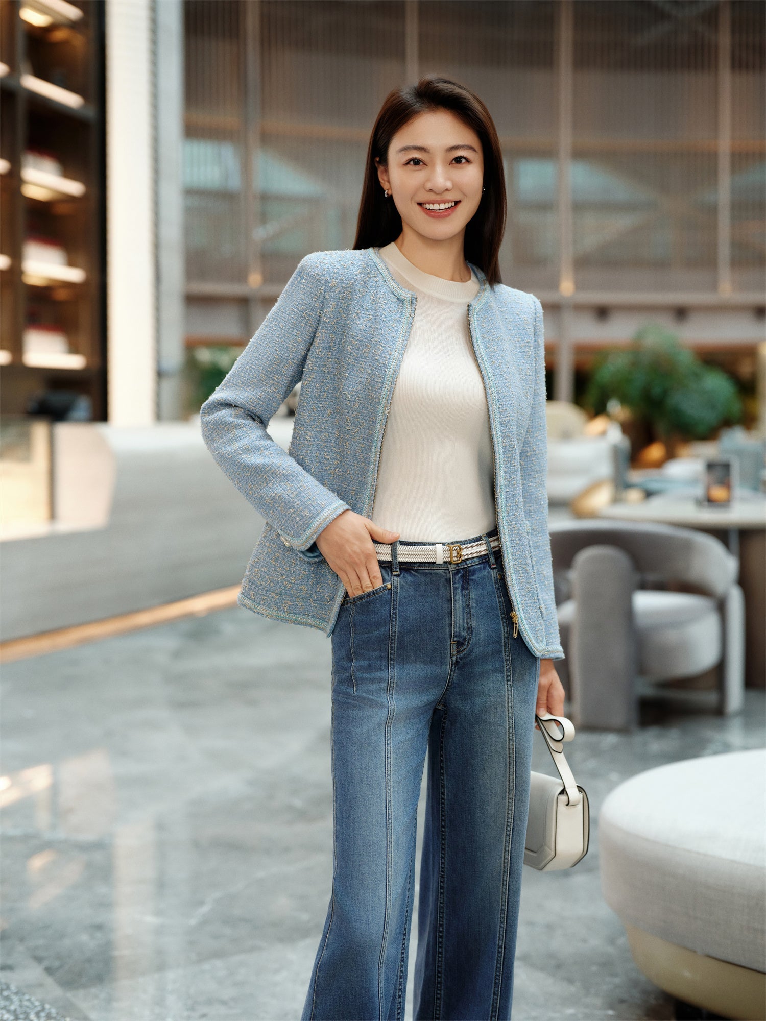Loro Piana Tweed Coat | Blue