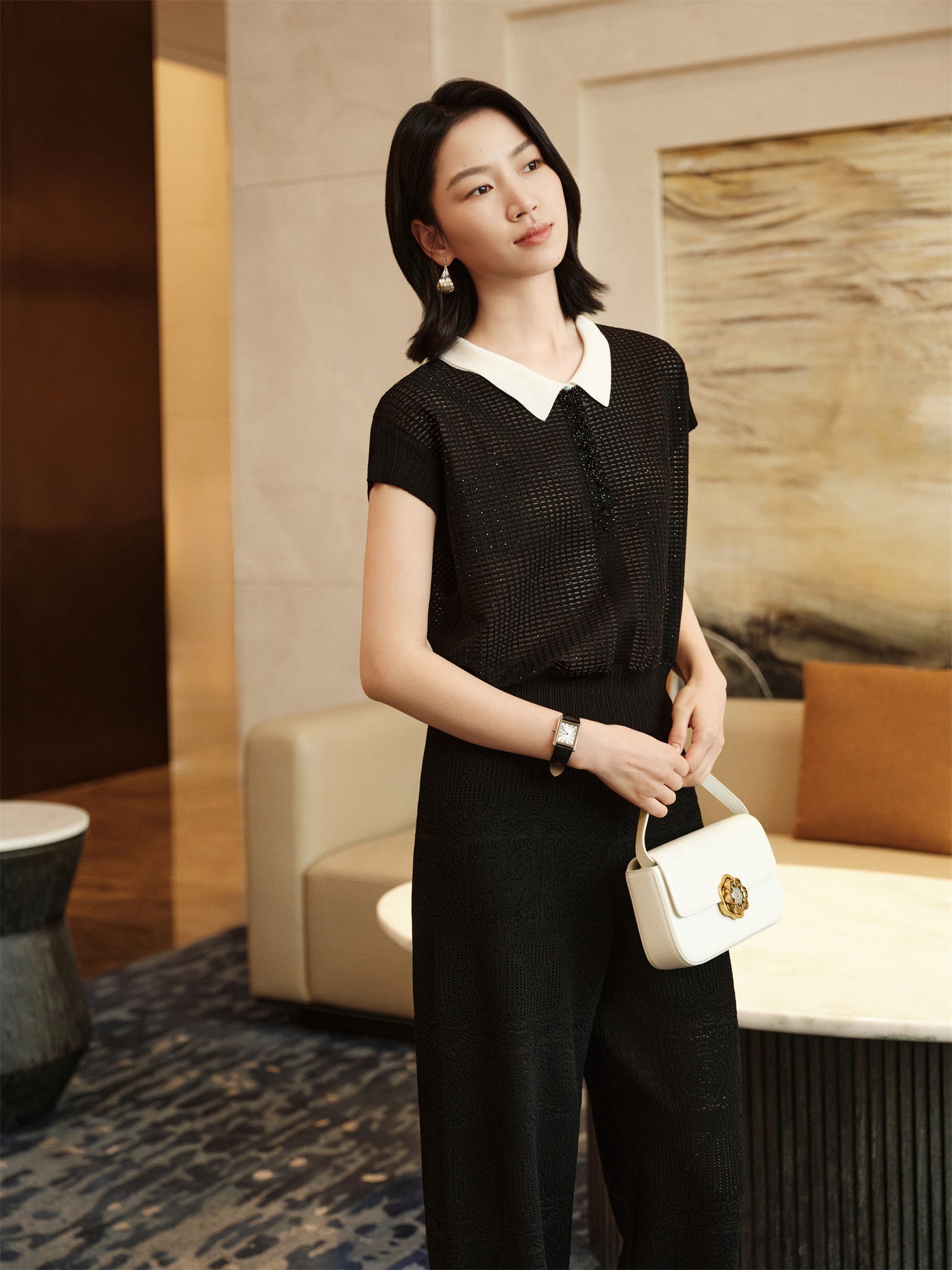 Mulberry Silk Starry Sky Blouse | Black