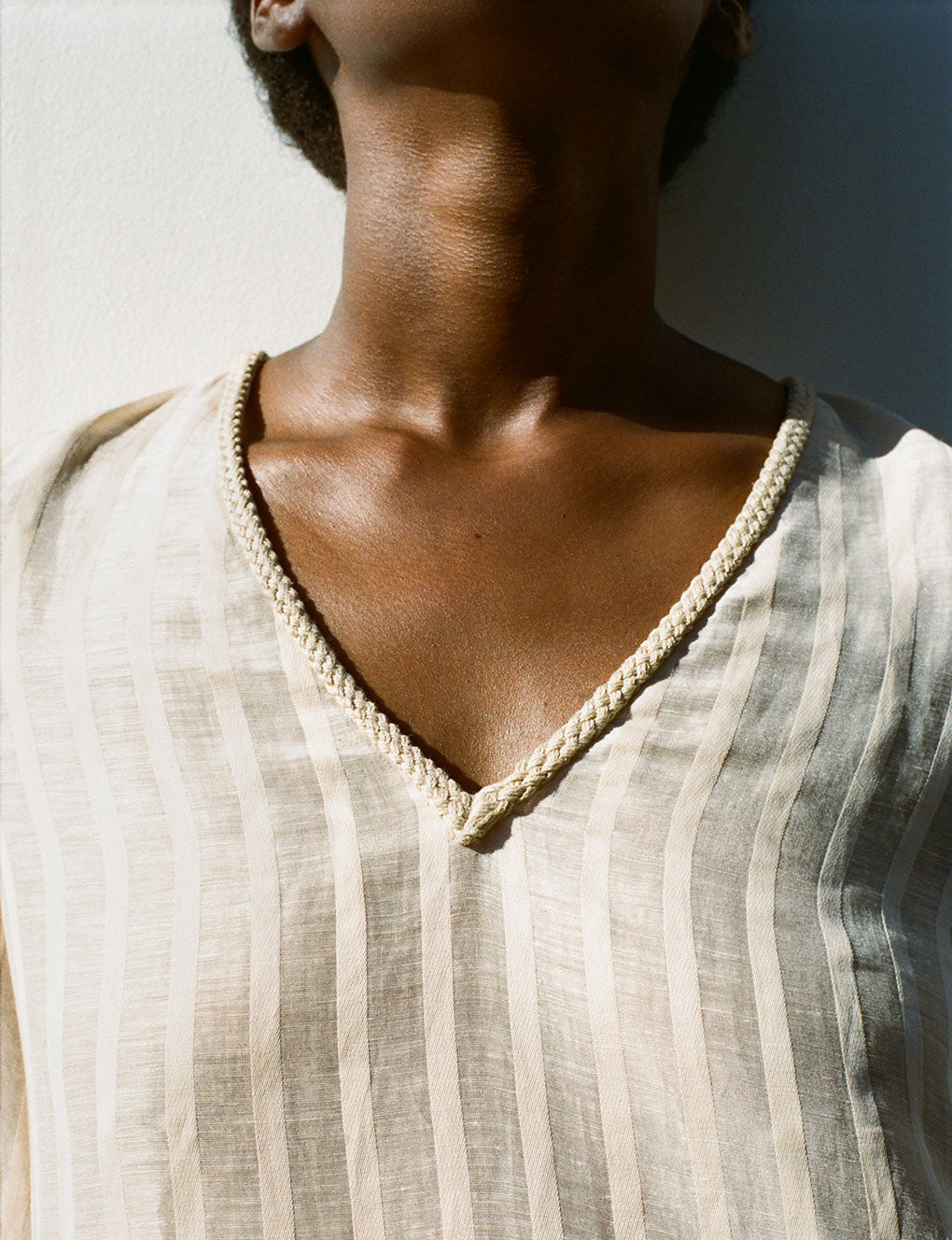 Womens | The Sheer Caftan | Sheer Cream Stripe