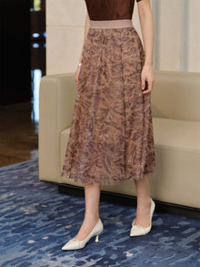 Chinese Style Embroidered Skirt | Brown