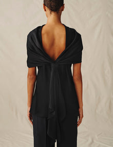 Womens | The Knotted Satin Top | Black