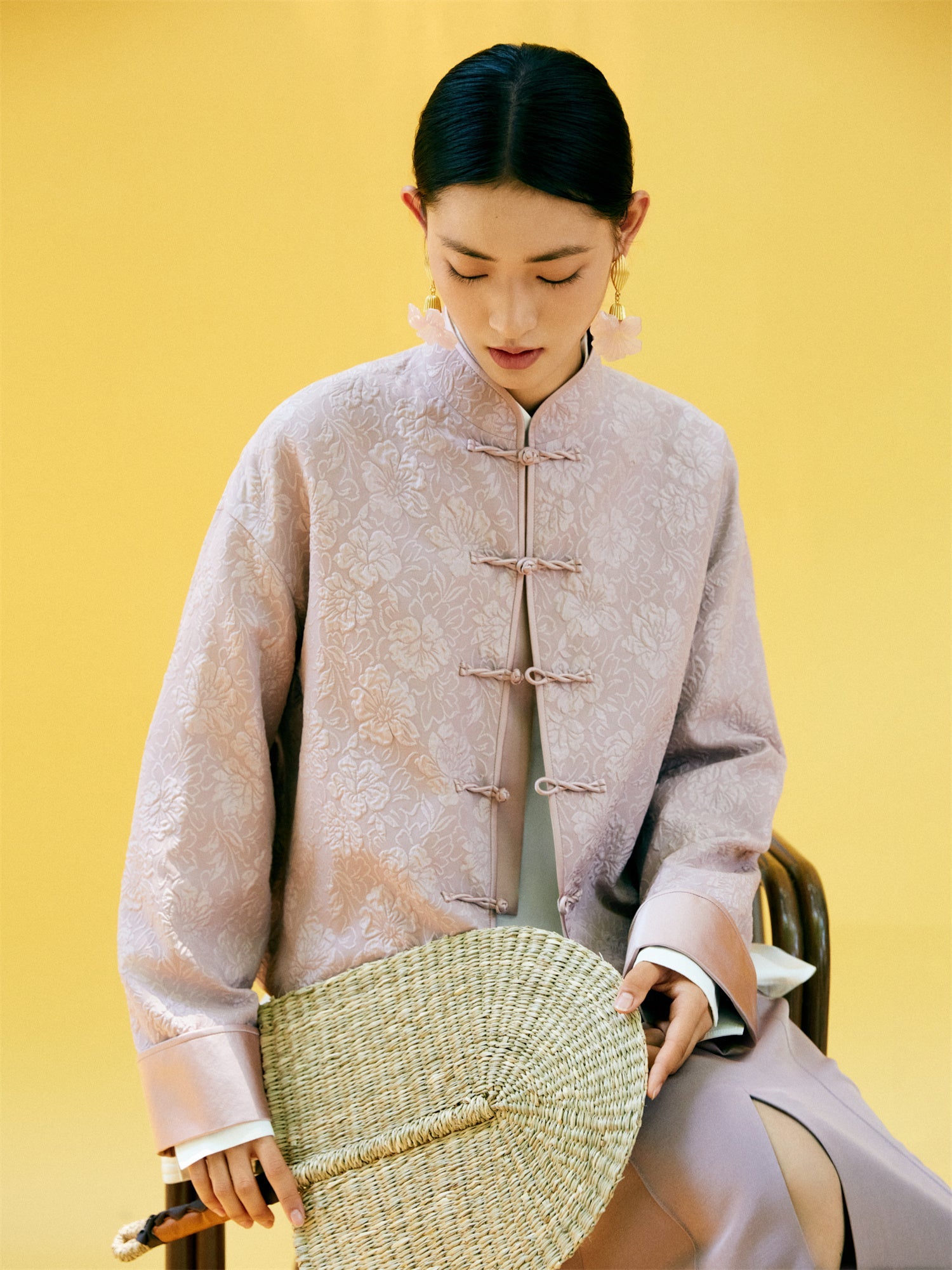 Silk Jacquard Chinese Style Jacket | Purple