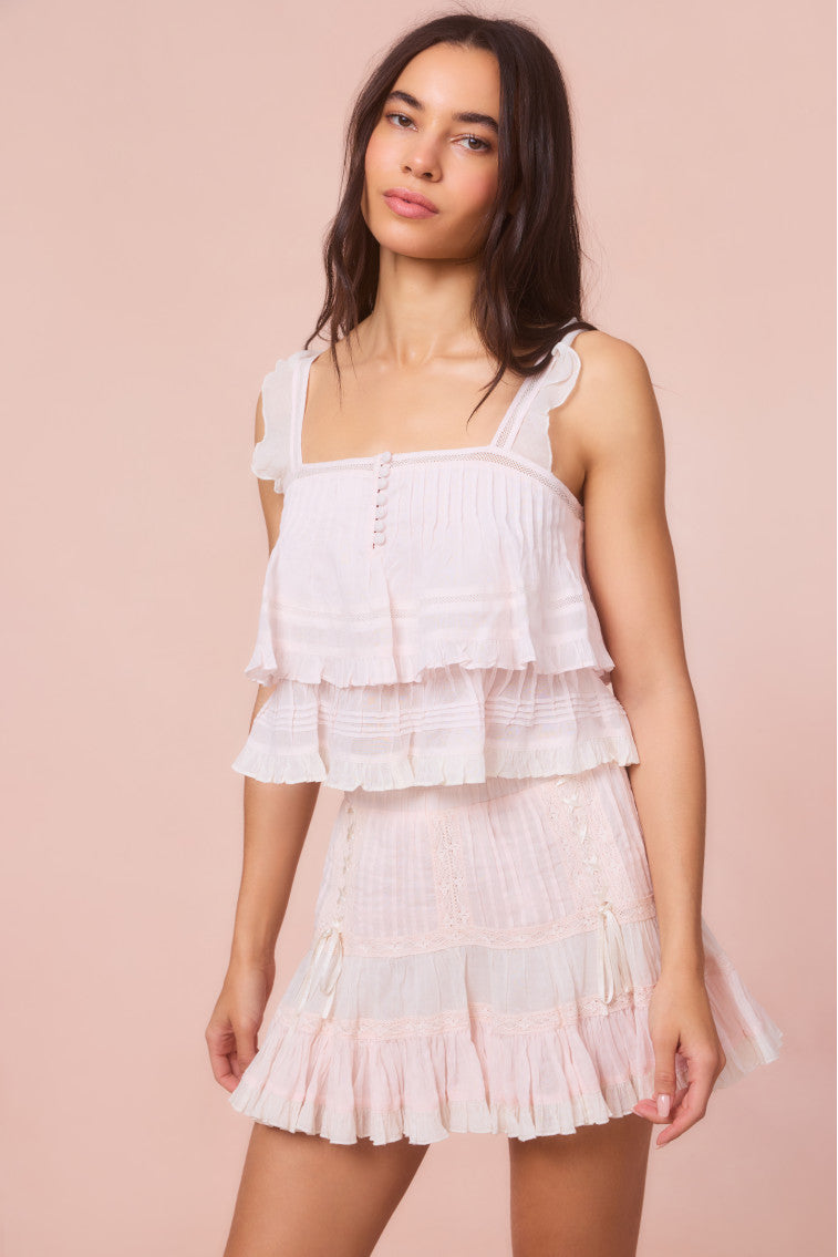 Novalee Cotton Peplum Ruffle Top | Tea Rose Pink
