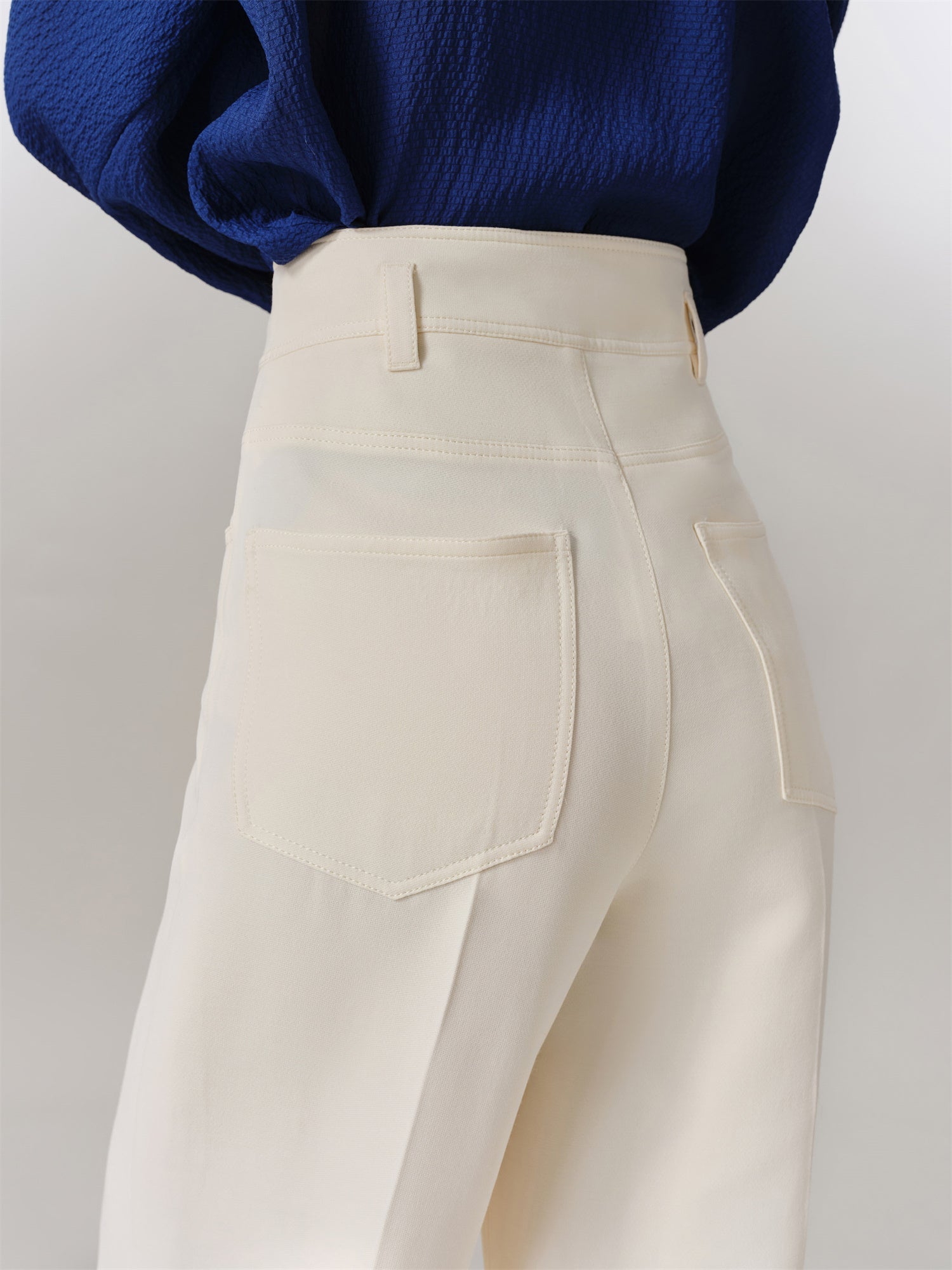 Mulberry Silk Wool Straight Pants | Beige