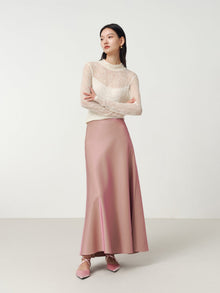Satin A-Line Skirt | Pink