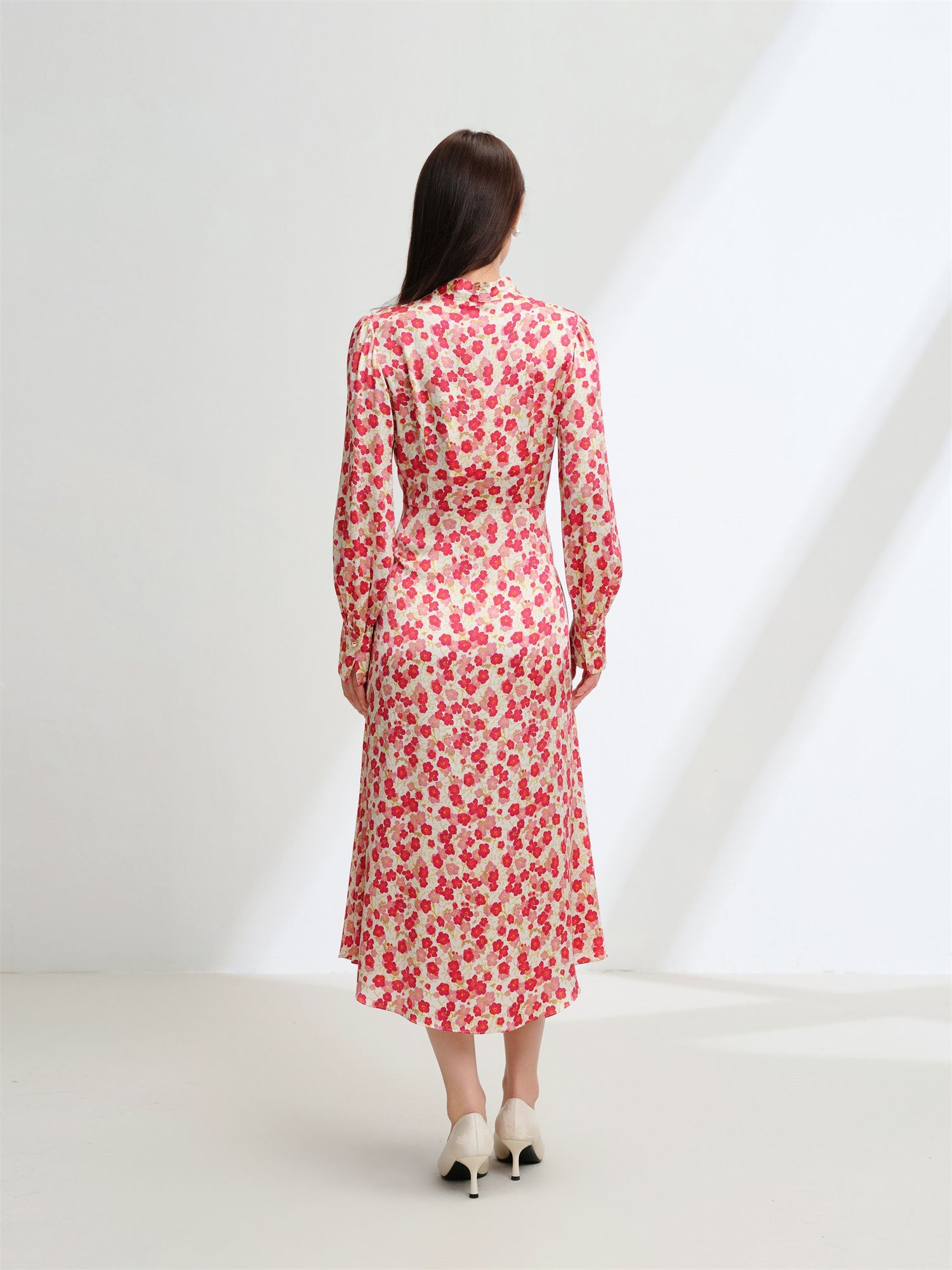 Silk Waist-Cinching Dress | Red