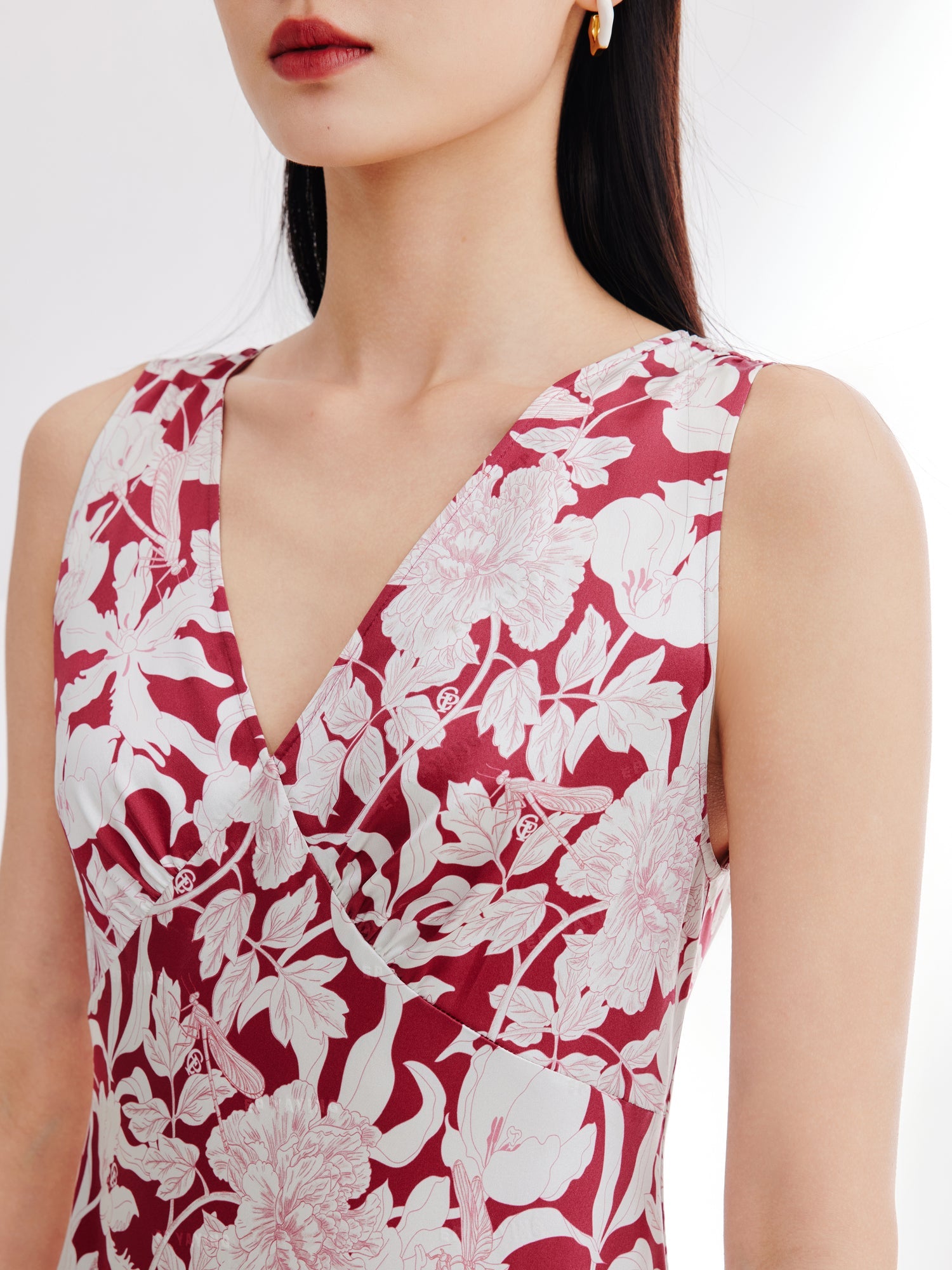 Silk Printed Dress | Red