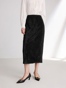 Straight Silk Skirt | Black