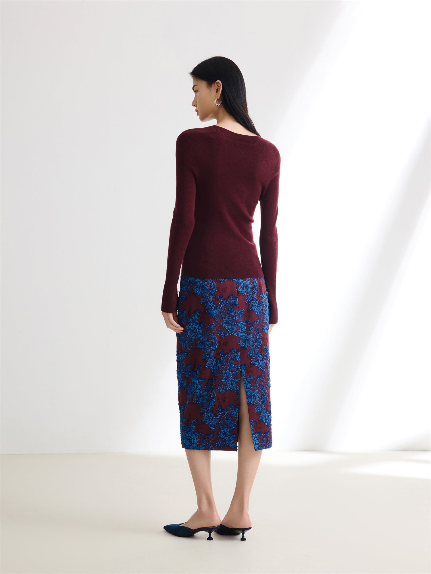 Elegant Pencil Skirt | Wine Red