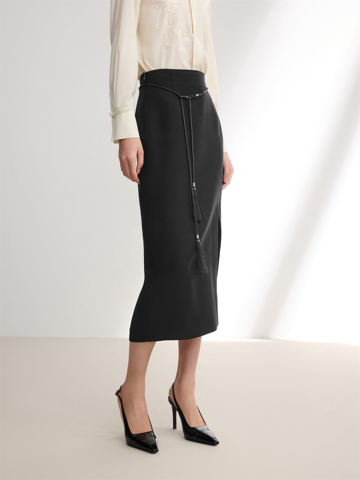 High-Waisted Maxi Skirt | Black