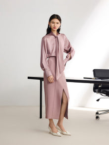 Silk-Wool Pleated Skirt | Purple