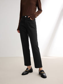 Straight Leg High-Waisted Jean | Black