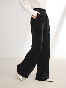 Velvet Wide-Leg Pants | Black