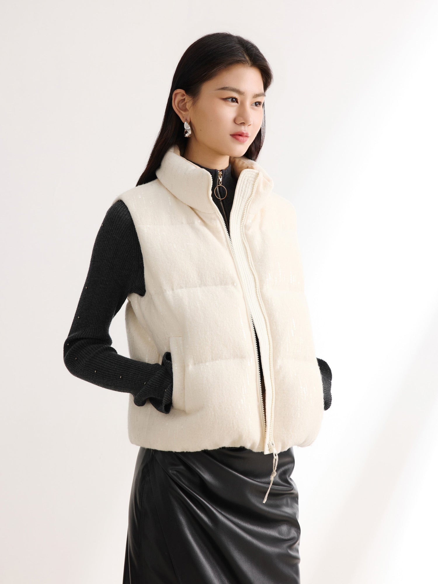 Contrast Sleeve Hoodie | Cream