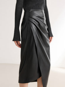 Split Bodycon Leather Skirt | Black