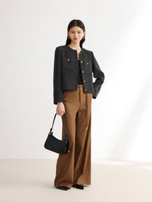 Pure Wool Tweed Coat | Grey