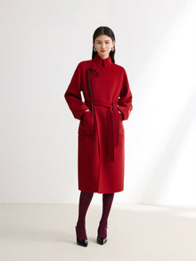 Cashmere-Wool Double-Faced Coat | Red