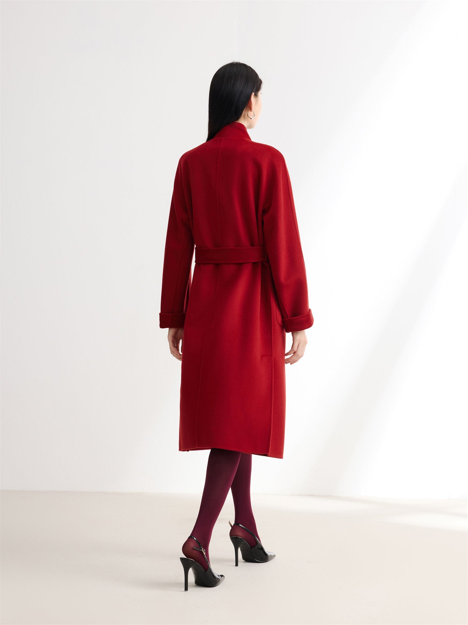 Cashmere-Wool Double-Faced Coat | Red