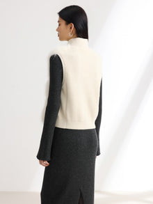 Sheep Wool & Cashmere Blend Vest | White