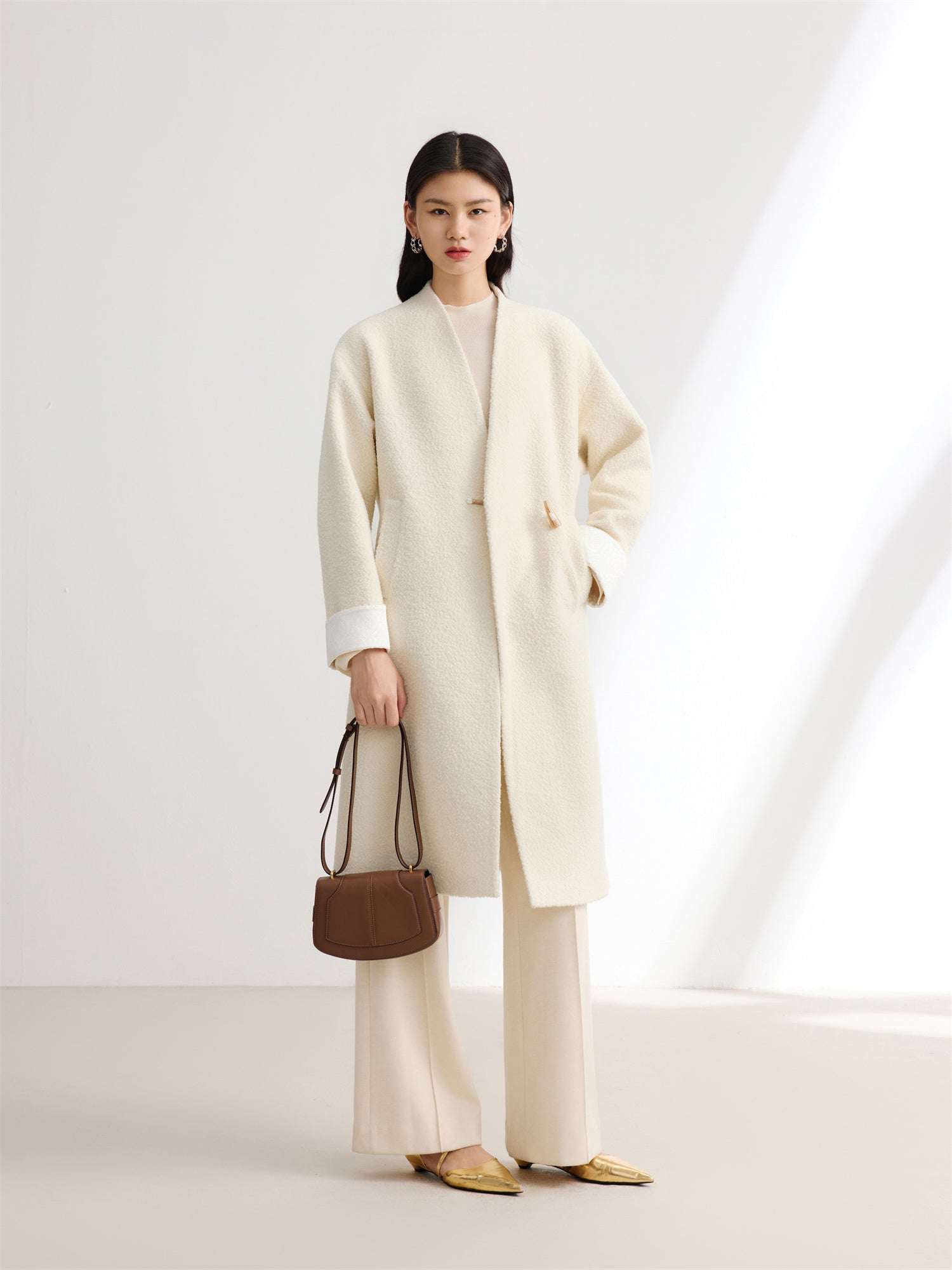 Boucle Long Blazer | Beige