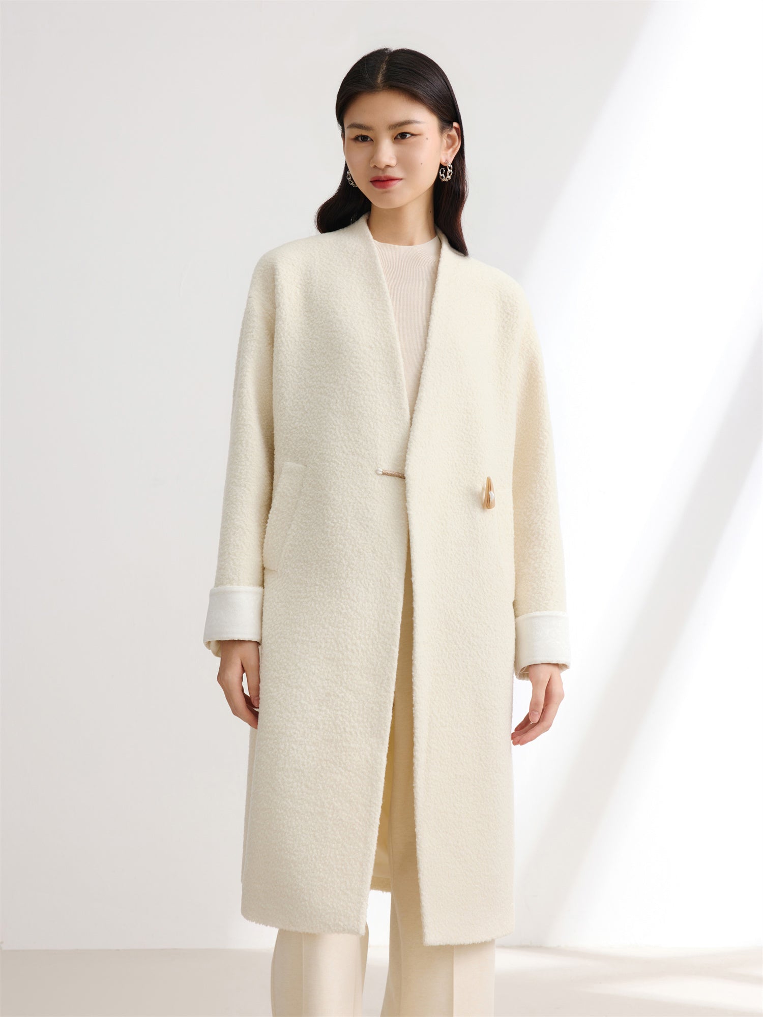 Boucle Long Blazer | Beige
