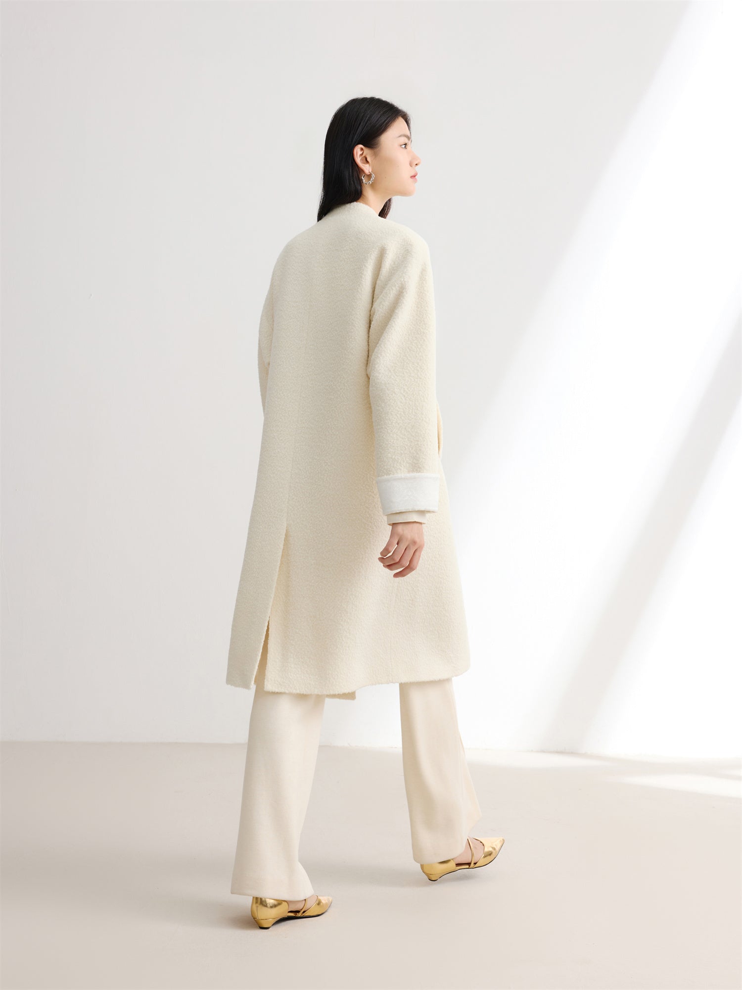 Boucle Long Blazer | Beige