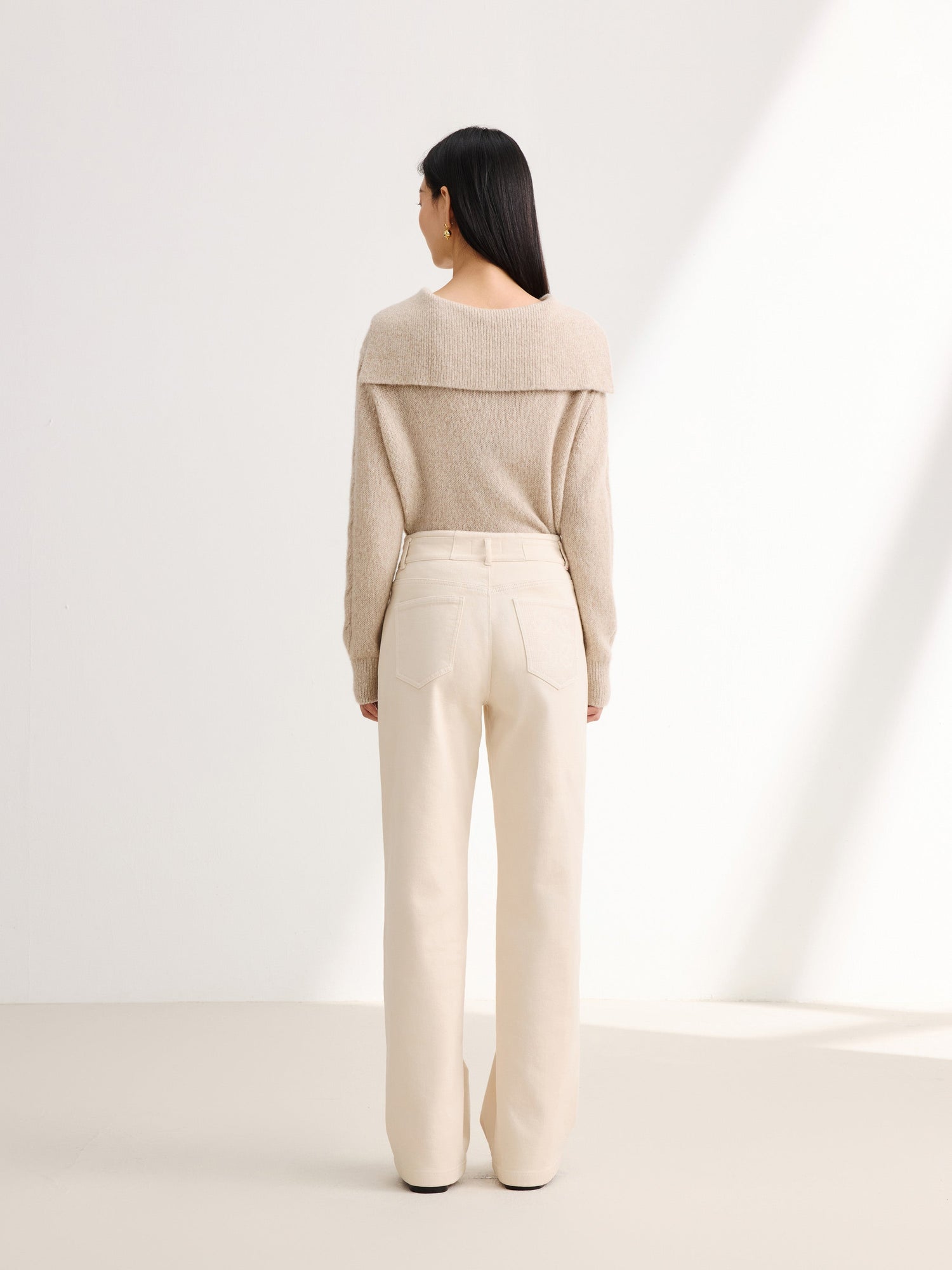 High-Waisted Wide-Leg Jean | Beige