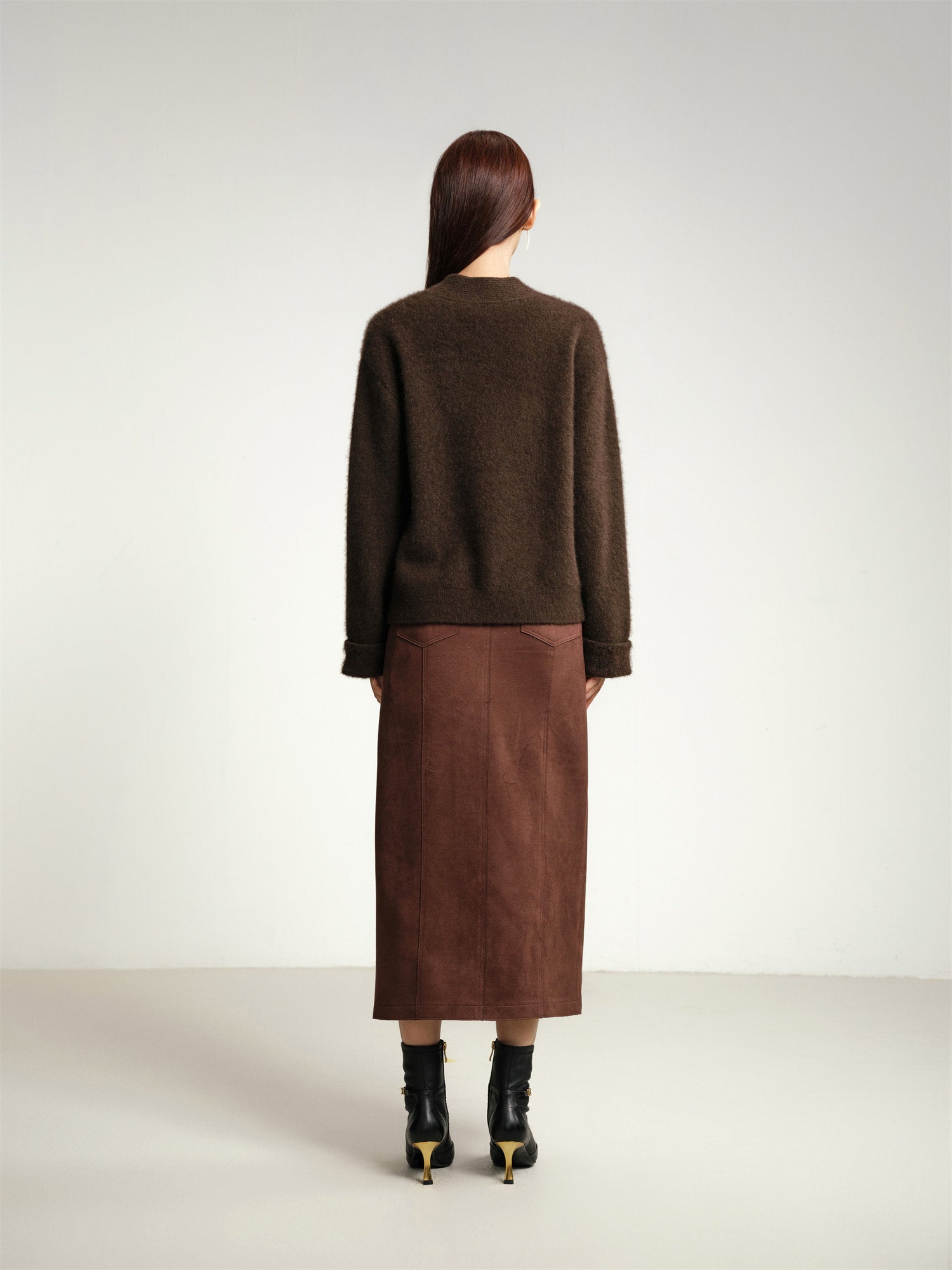 Yak Wool Knitted Cardigan | Brown