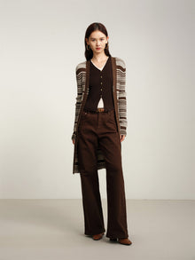 Knitted Long Cardigan Jacket | Brown