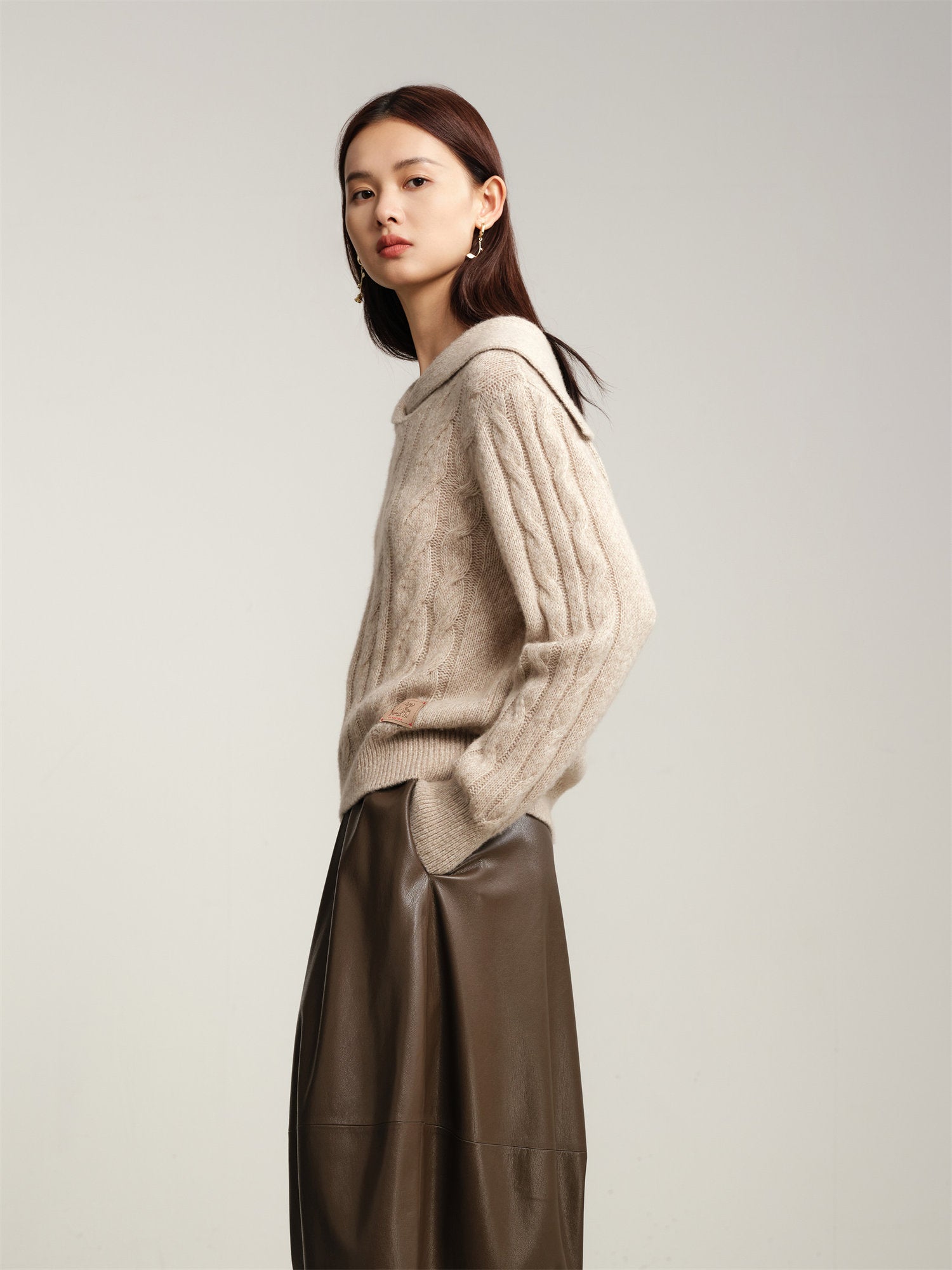 Knitted Pullover Sweater | Beige