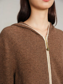 Yak Wool Zippered Hoodie | Brown