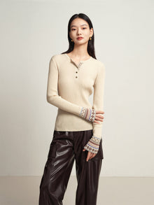 Yak Wool Ethnic Style Pullover | Beige