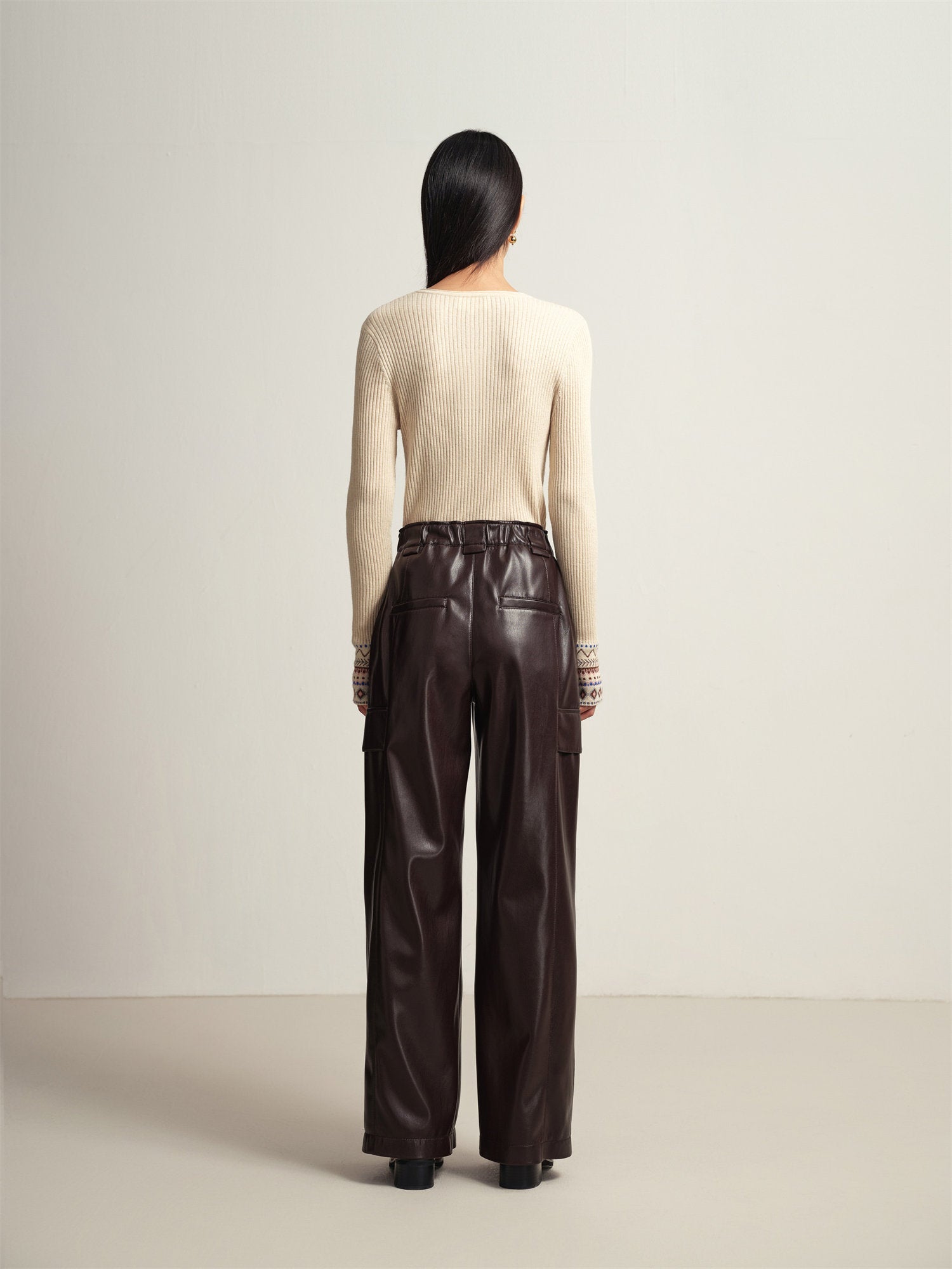 Leather Cargo Pants | Dark Brown