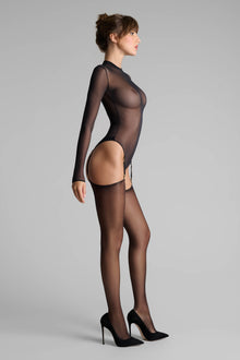 Cut And Curled Lurex Back Seamed Stockings 20D | Black/Gold