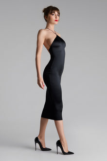 Open Back Midi Dress - French Kiss | Black