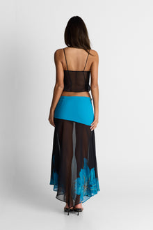 Raya Maxi Skirt Print | Black/Blue Floral Print