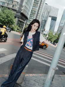 Designer Denim Vest | Navy