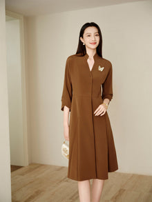 Silk Dress | Brown