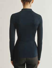Womens | The Zip-Up Polo in Viscose | Navy