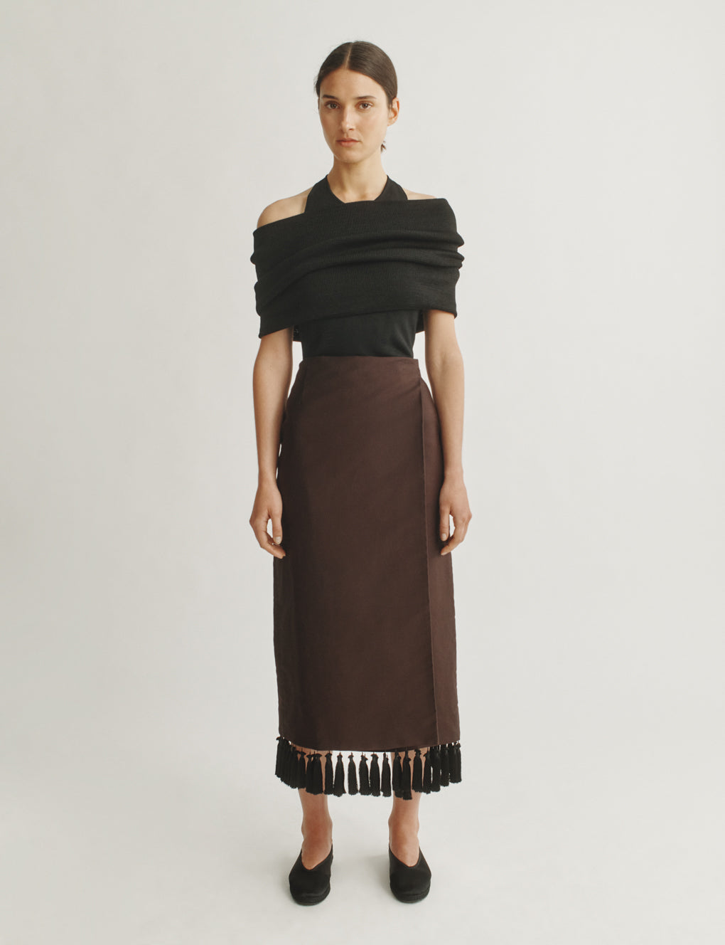 Womens | The Cadence Skirt in Cotton Sateen | Espresso