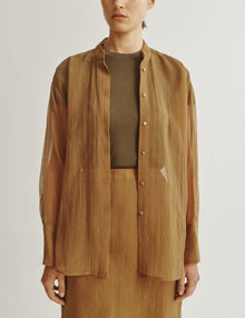 Womens | The Oversized Shirt in Starched Chiffon | Bronze