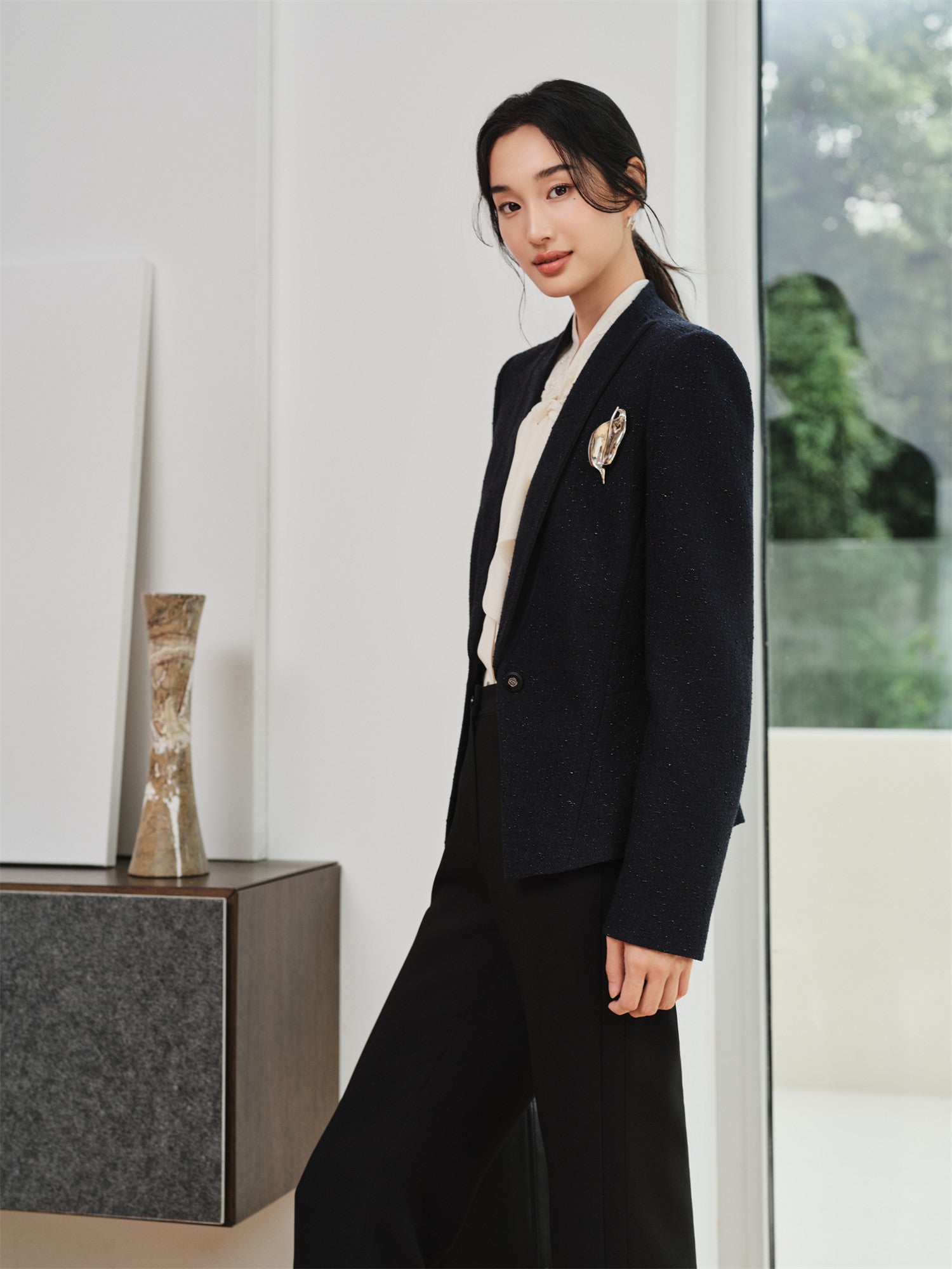 Wool Tweed Blazer | Black