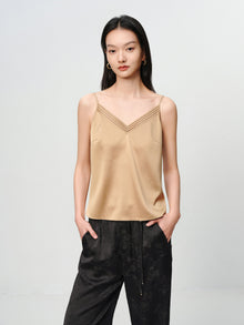 Silk V-neck layering camisole | Brown