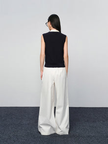 Cotton-Blend Knit Vest | Navy